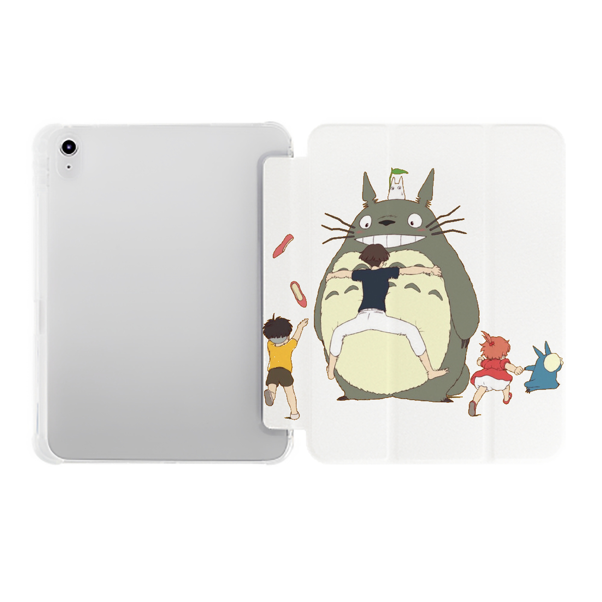 （画像用） となりのトトロ 草壁メイ 草壁サツキ My Neighbor Totoro Satsuki Kusakabe Mei Kusakabe IPad ケース ペン収納付き 三つ折りスタンド PUレザー×シリコン 対応機種9.5/10.5/10.9インチ